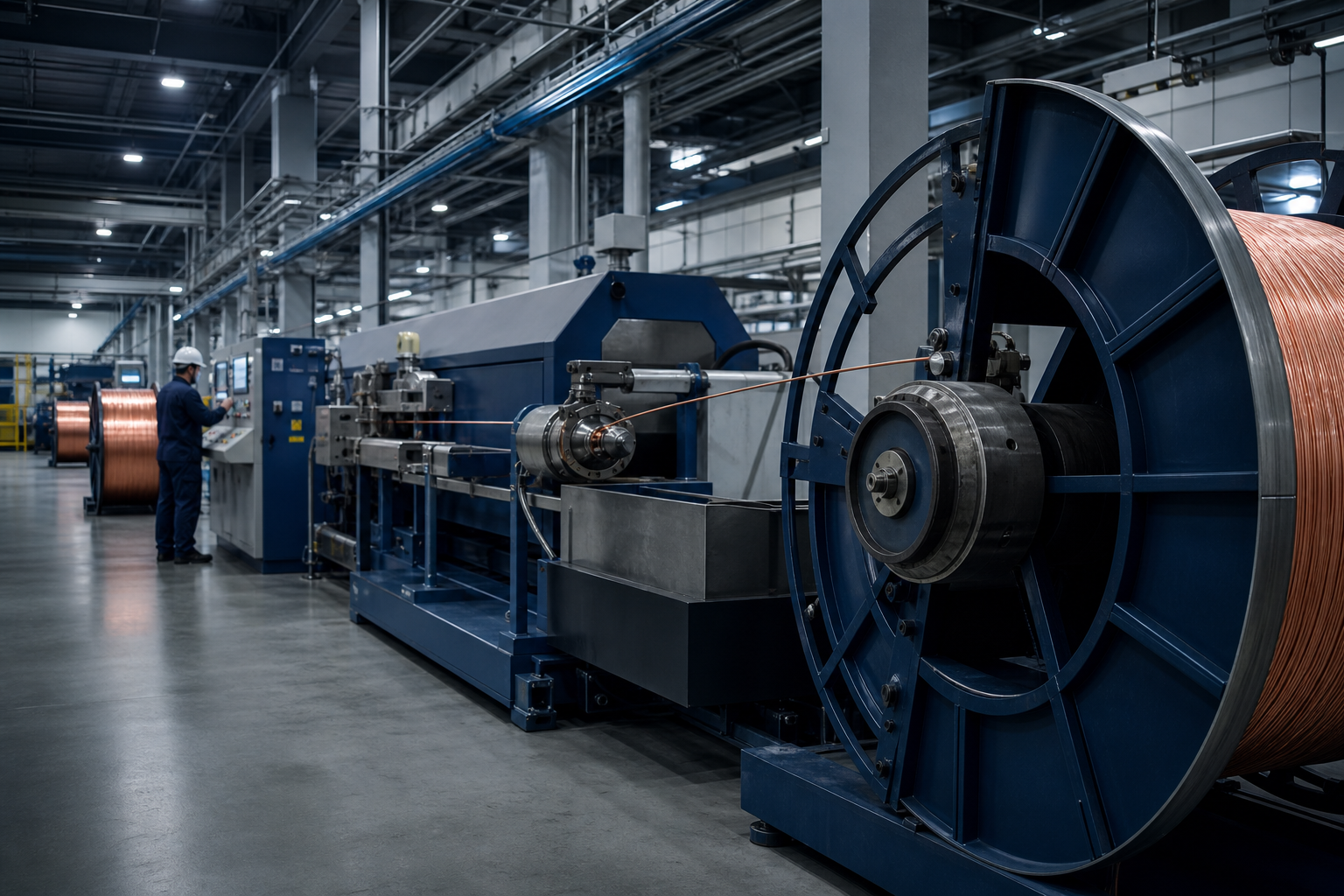 Conceptual view of cable manufacturing equipment